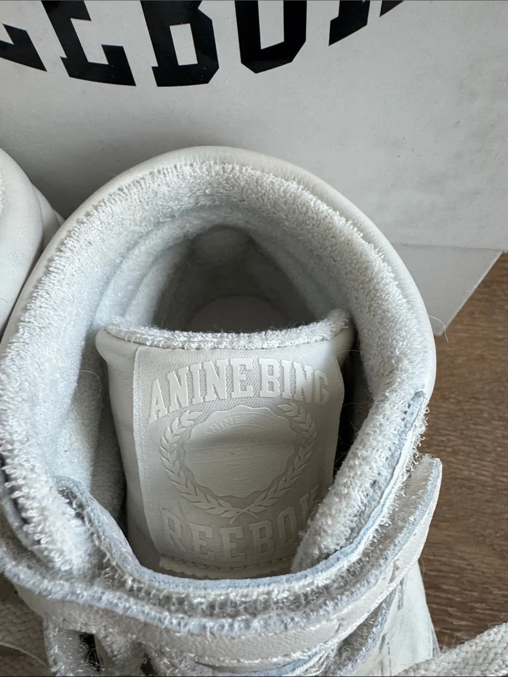 Anine Bing x Reebok White Leather High-Top Sneakers
